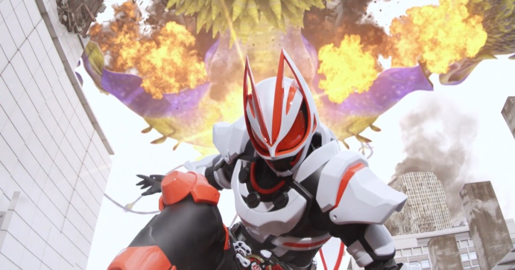 Kamen Rider Geats Destroying an Enemy Airship