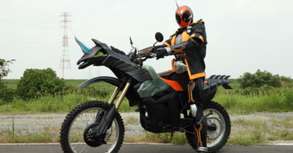 Kamen Rider Ghost on His Motorcycle
